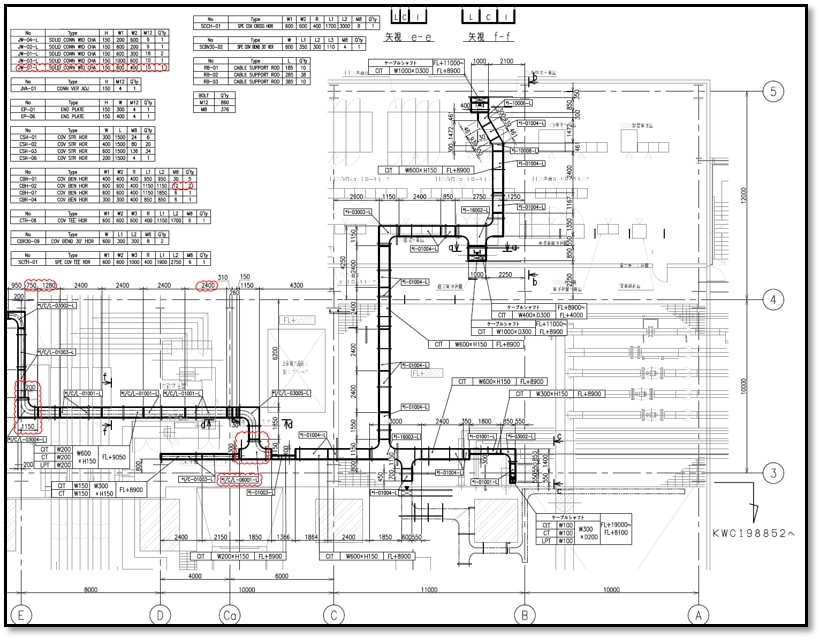 Cable tray division layout drawing