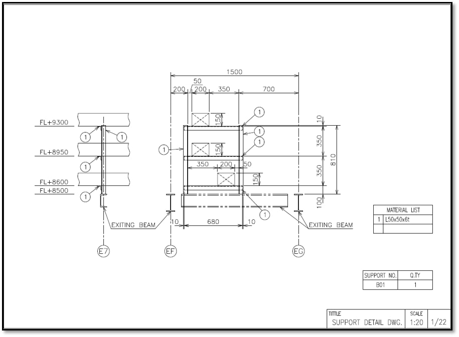 Cable tray fabrication drawing