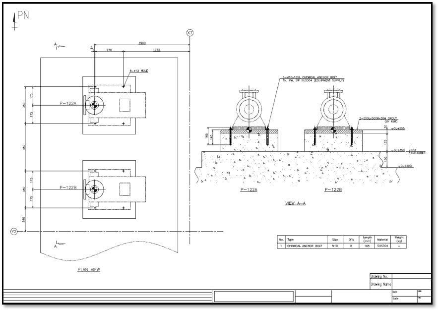 Equipment & piping support foundation information